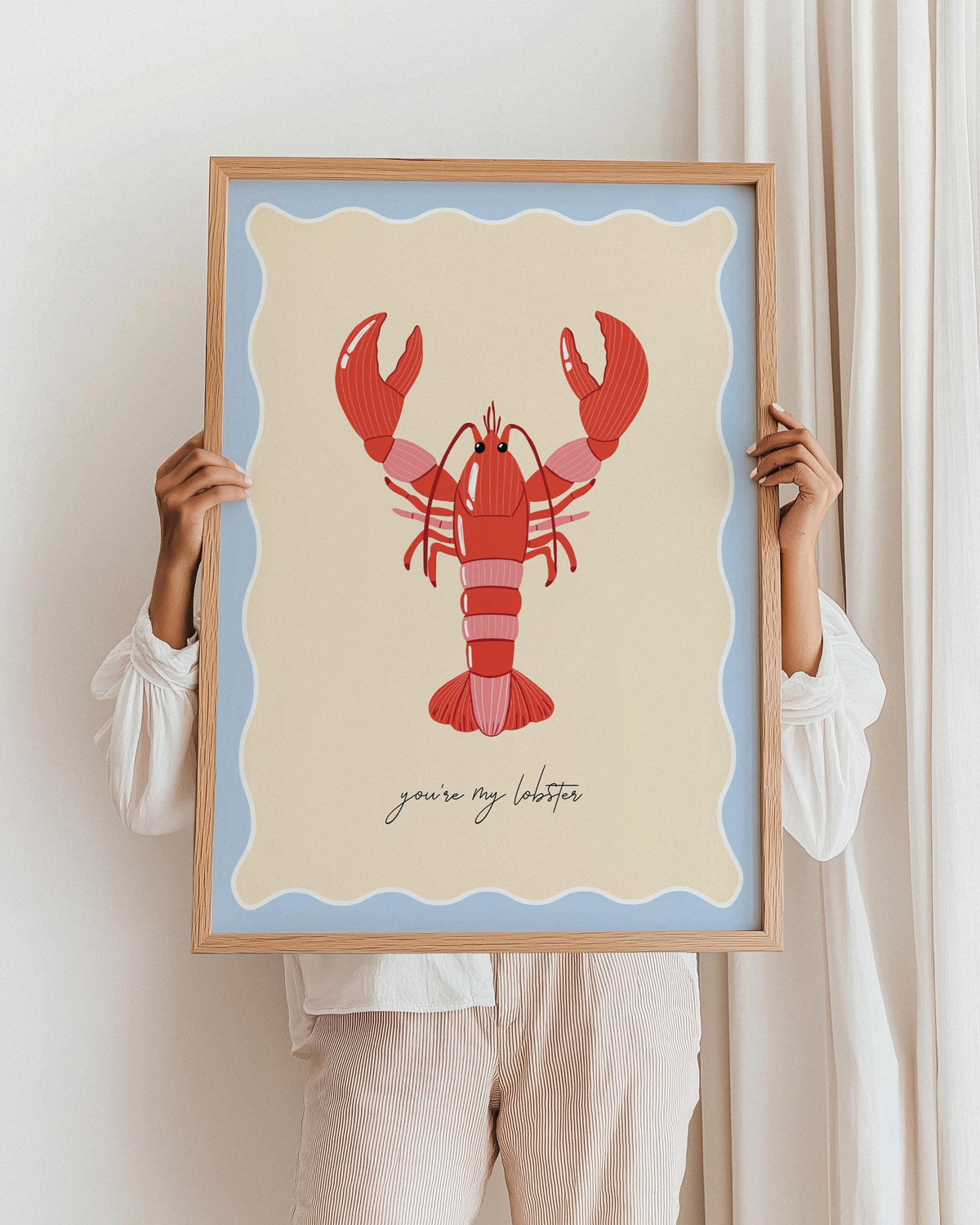 Lobster Wall Art Print: Pink Coastal Home Decor