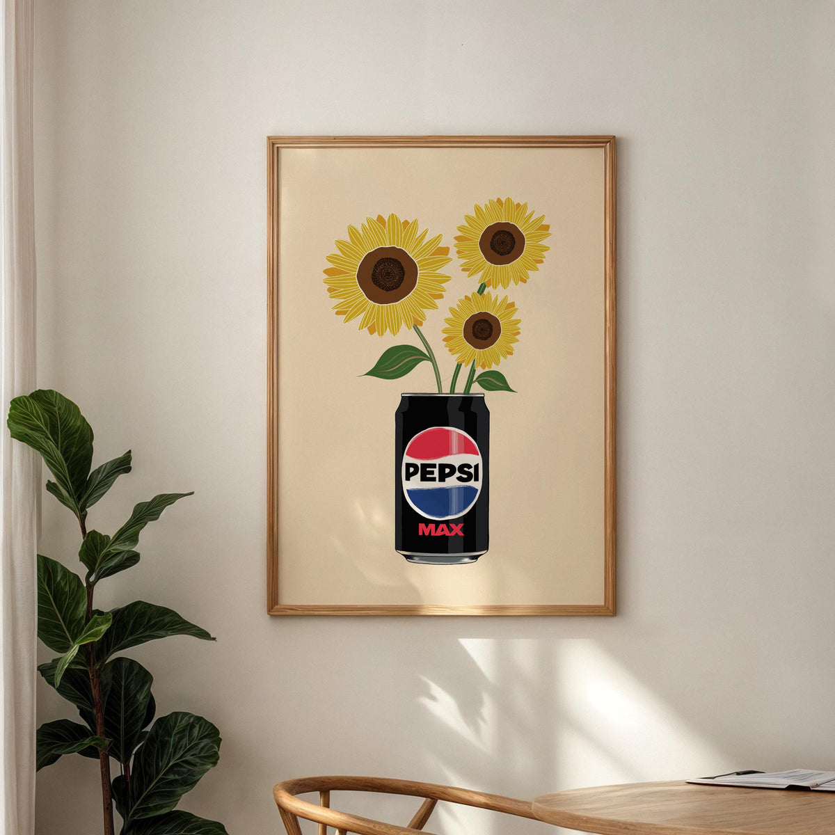 Pepsi Max Inspired Sunflower Print: Fun Kitchen Wall Art