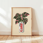 Diet Coke & Philodendron Pink Princess Plant Print: Whimsical Kitchen Wall Decor