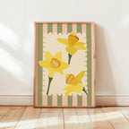 Stripe Daffodil Print, Easter Floral Decor, Spring Wall Print