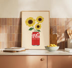 Coke and Sunflowers Print: Coke Lover's Kitchen Wall Art