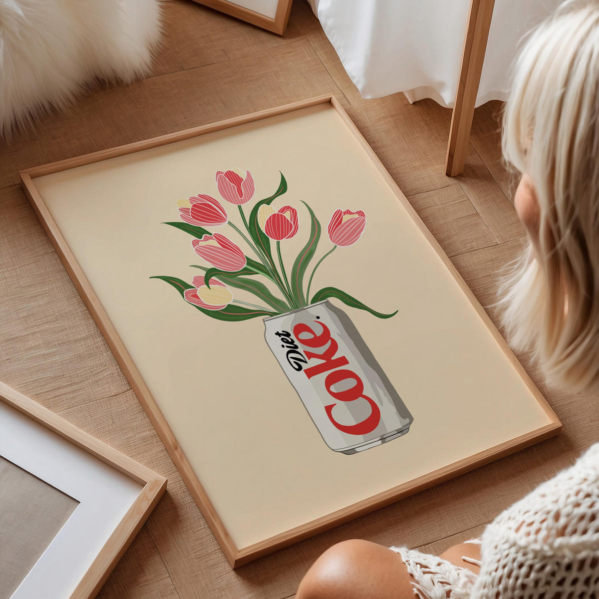 Diet Coke & Tulip Art Print: Whimsical Kitchen Wall Decor