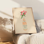 Chicken Wine & Tulips Print: Trendy Kitchen Wall Art