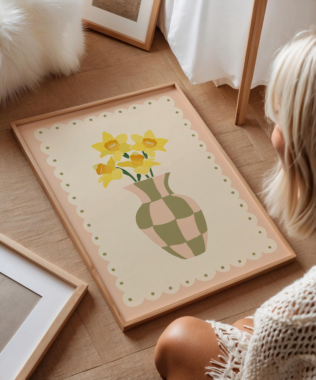 Daffodil Vase Print, Easter Floral Decor, Spring Wall Print
