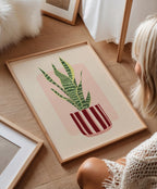 Snake Plant in a Striped Plant Pot Print