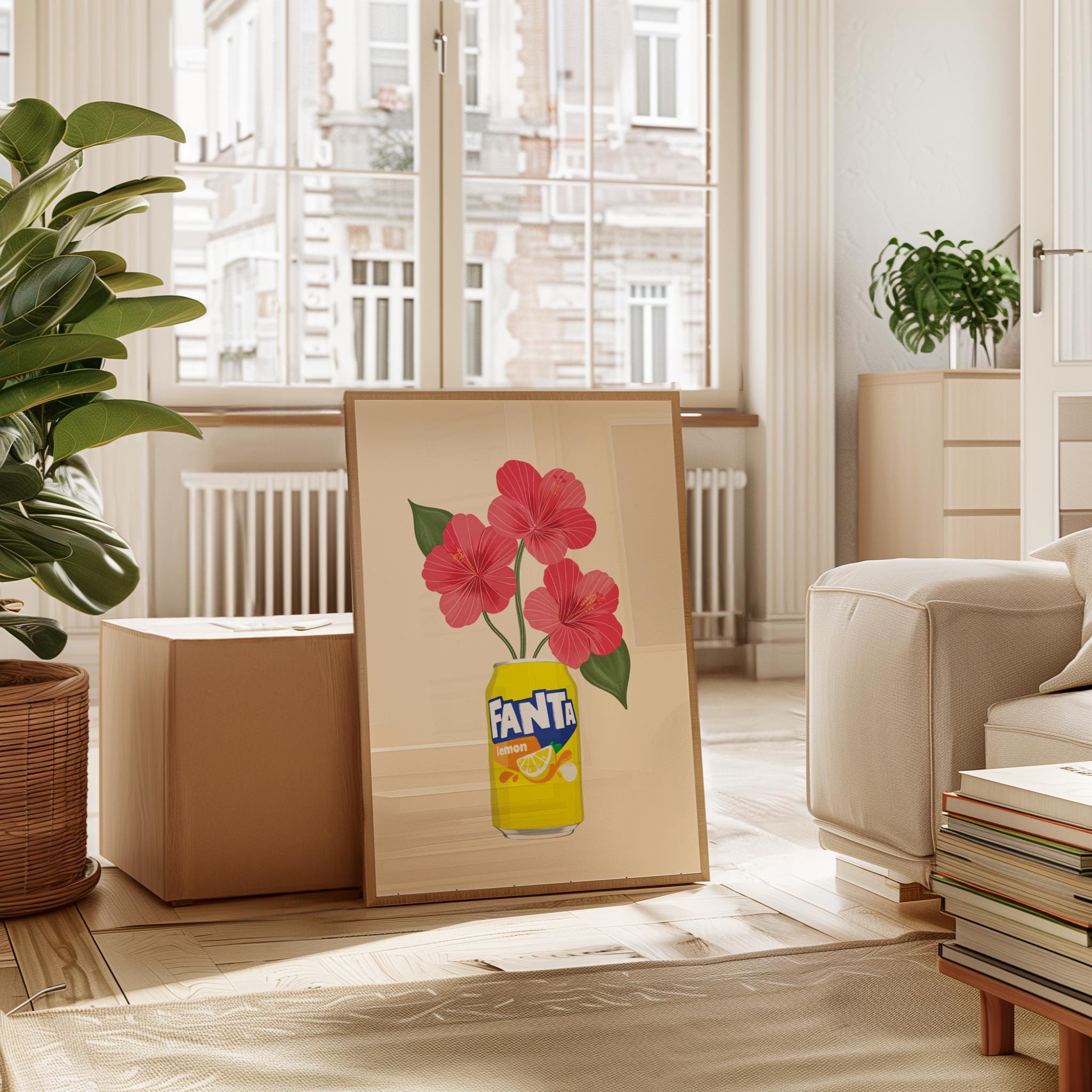 Lemon Fanta inspired Print: Summer Hibiscus Flower Wall Art