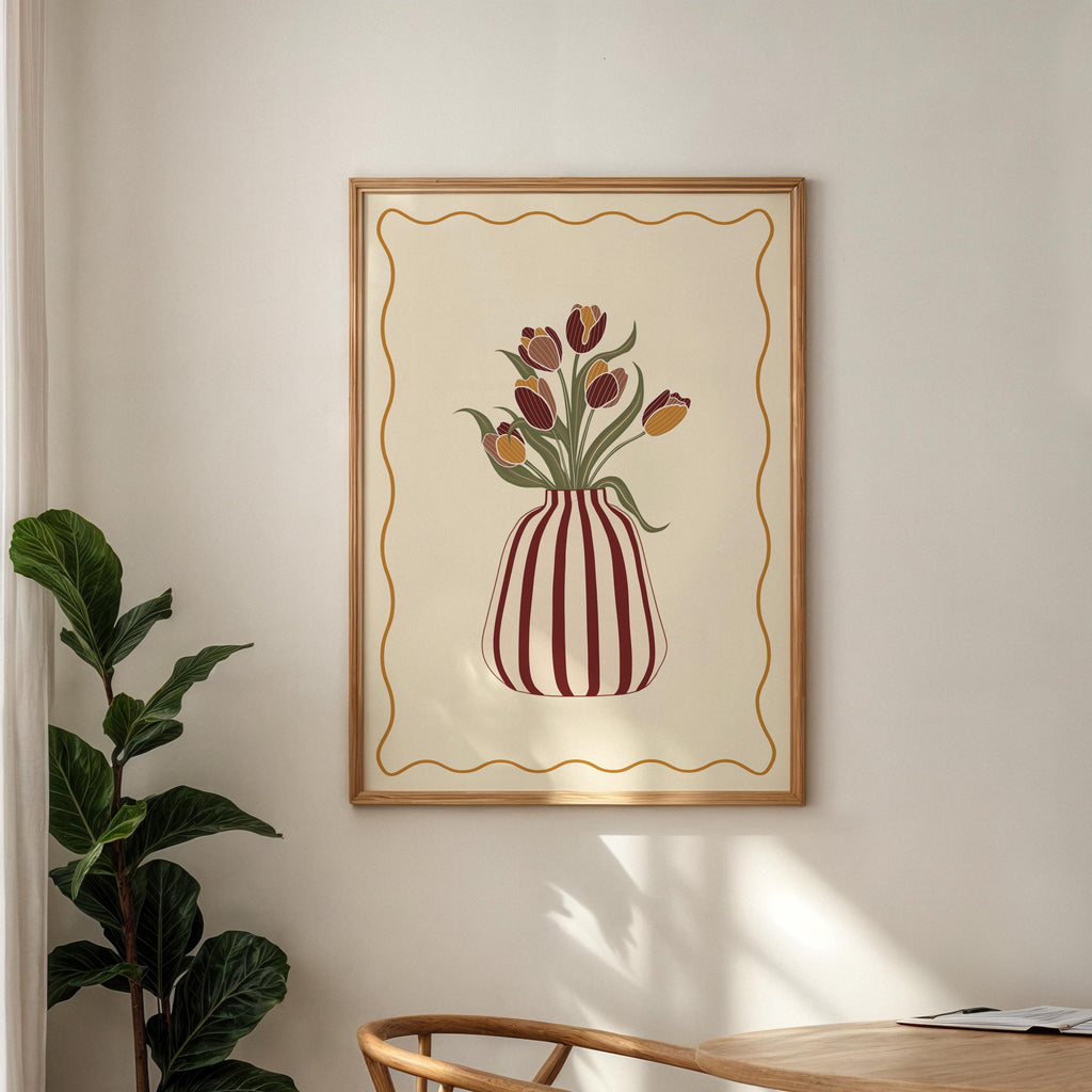 Autumn Tulip Print: Modern Floral Wall Art