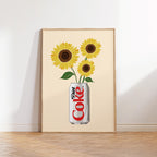Diet Coke & Sunflower Print: Whimsical Kitchen Wall Art