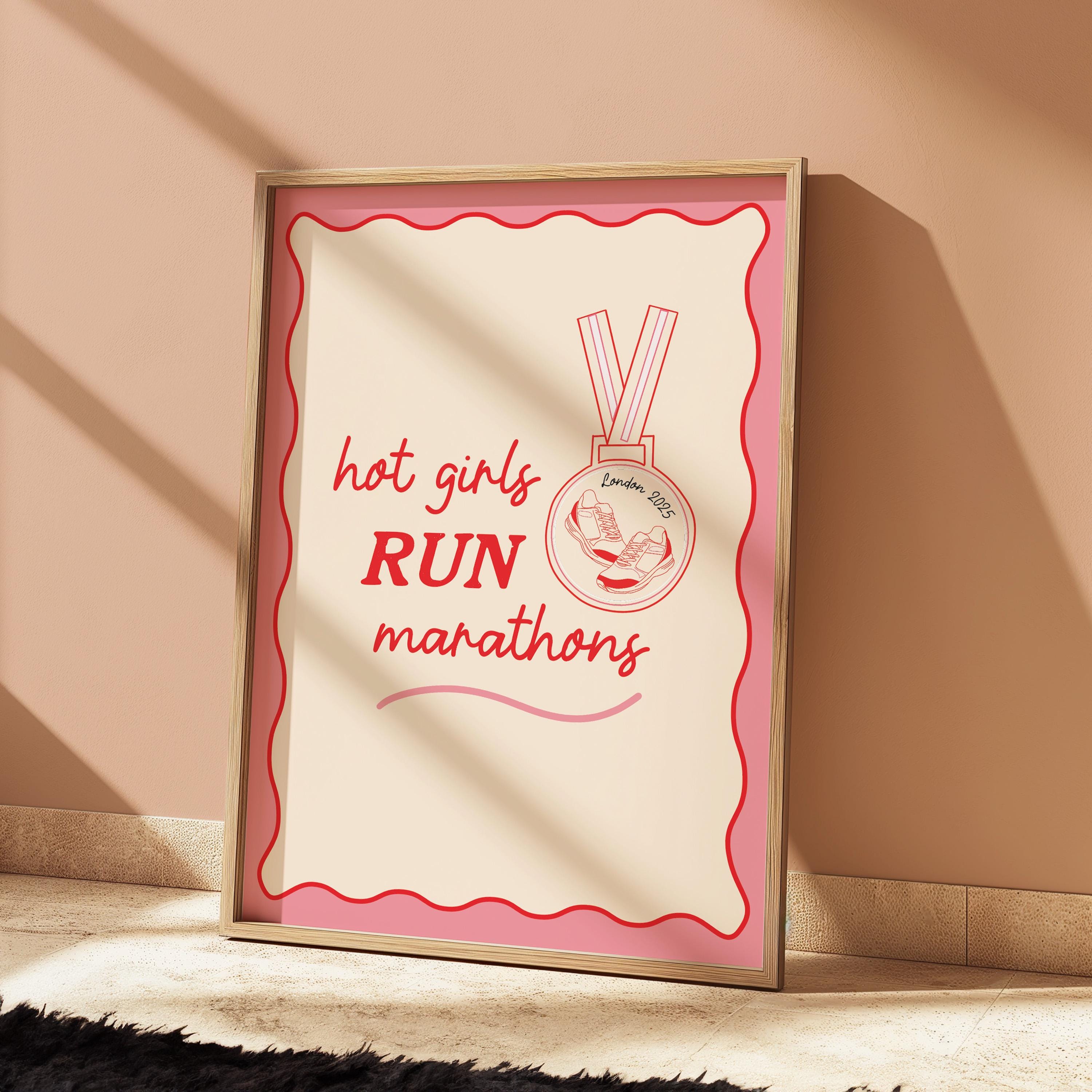 London Marathon 2025 Print: Hot Girls Run, Marathon Gift