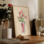 Diet Coke & Tulip Art Print: Whimsical Kitchen Wall Decor