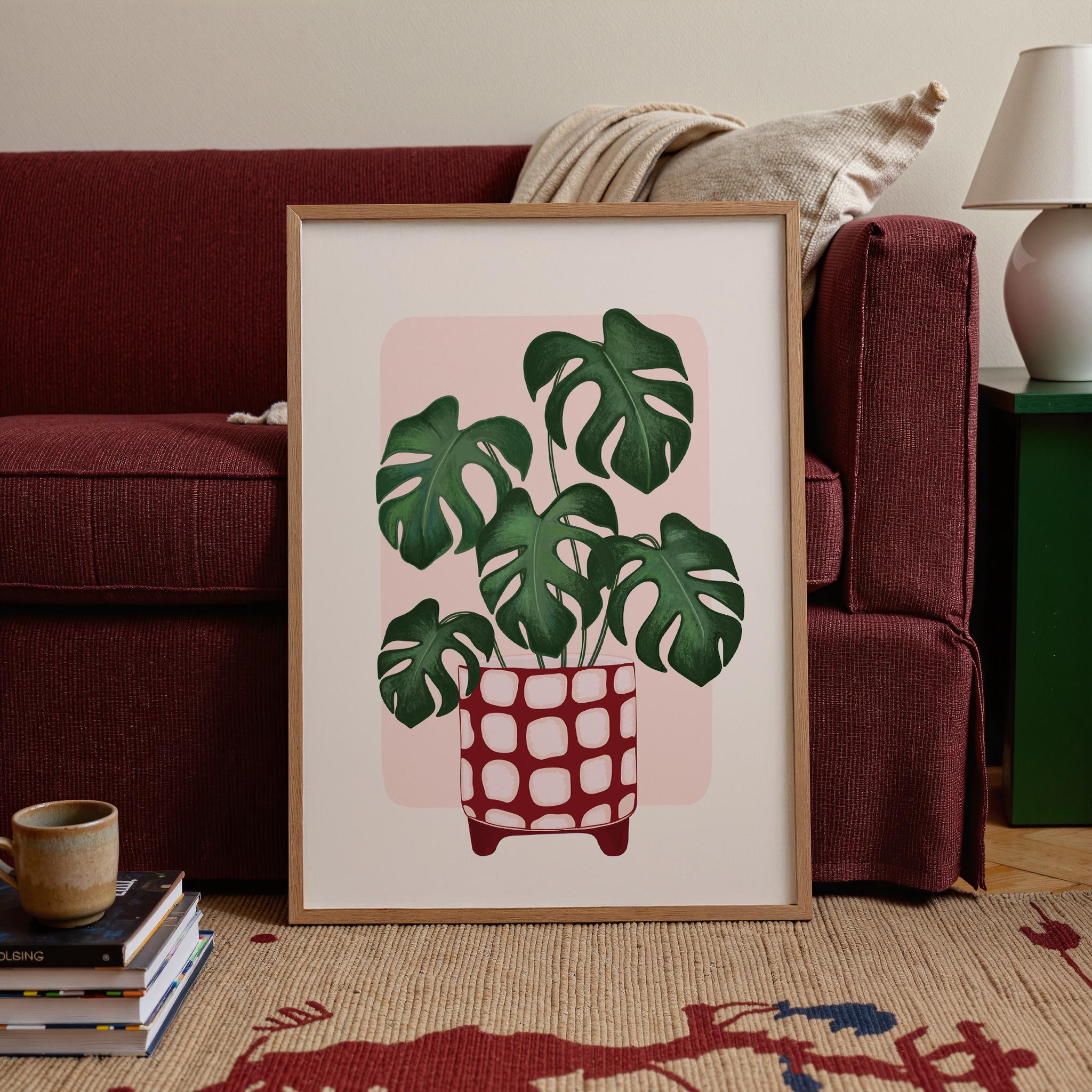 Monstera Plant in a Colourful Pot Print
