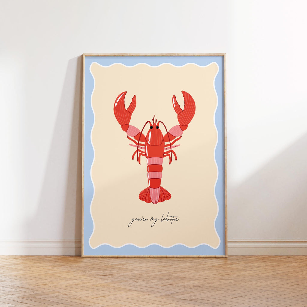Lobster Wall Art Print: Pink Coastal Home Decor