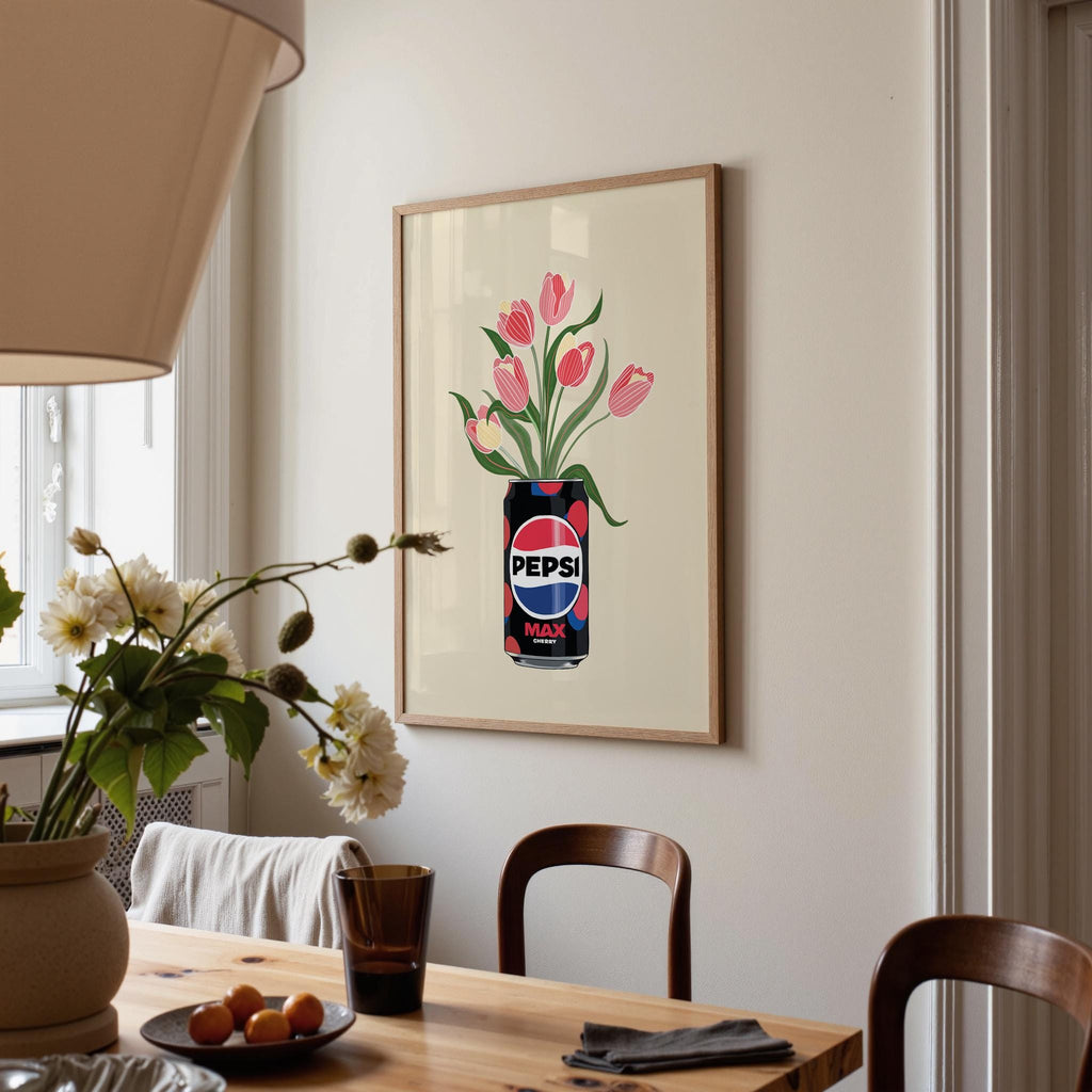Pepsi Max Cherry Inspired Tulip Print: Floral Kitchen Art