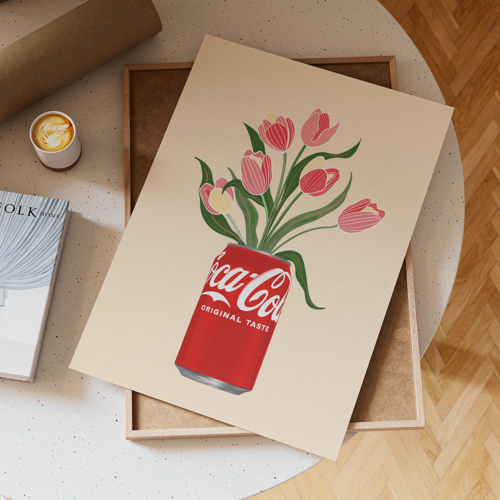 Coke and Tulips Print: Coke Lover's Wall Art