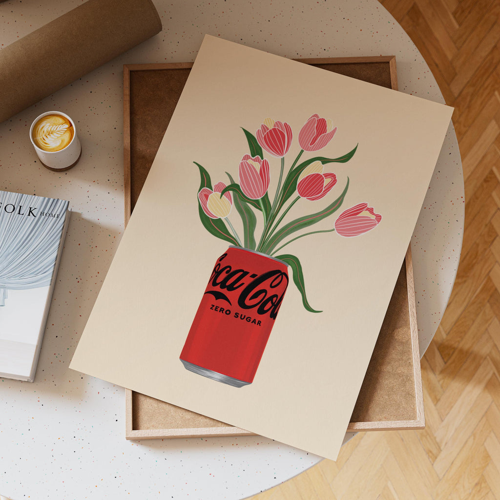 Coke Zero & Tulips Print: Fun Kitchen Wall Art
