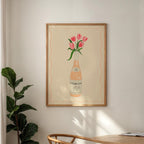 Chicken Wine & Tulips Print: Trendy Kitchen Wall Art