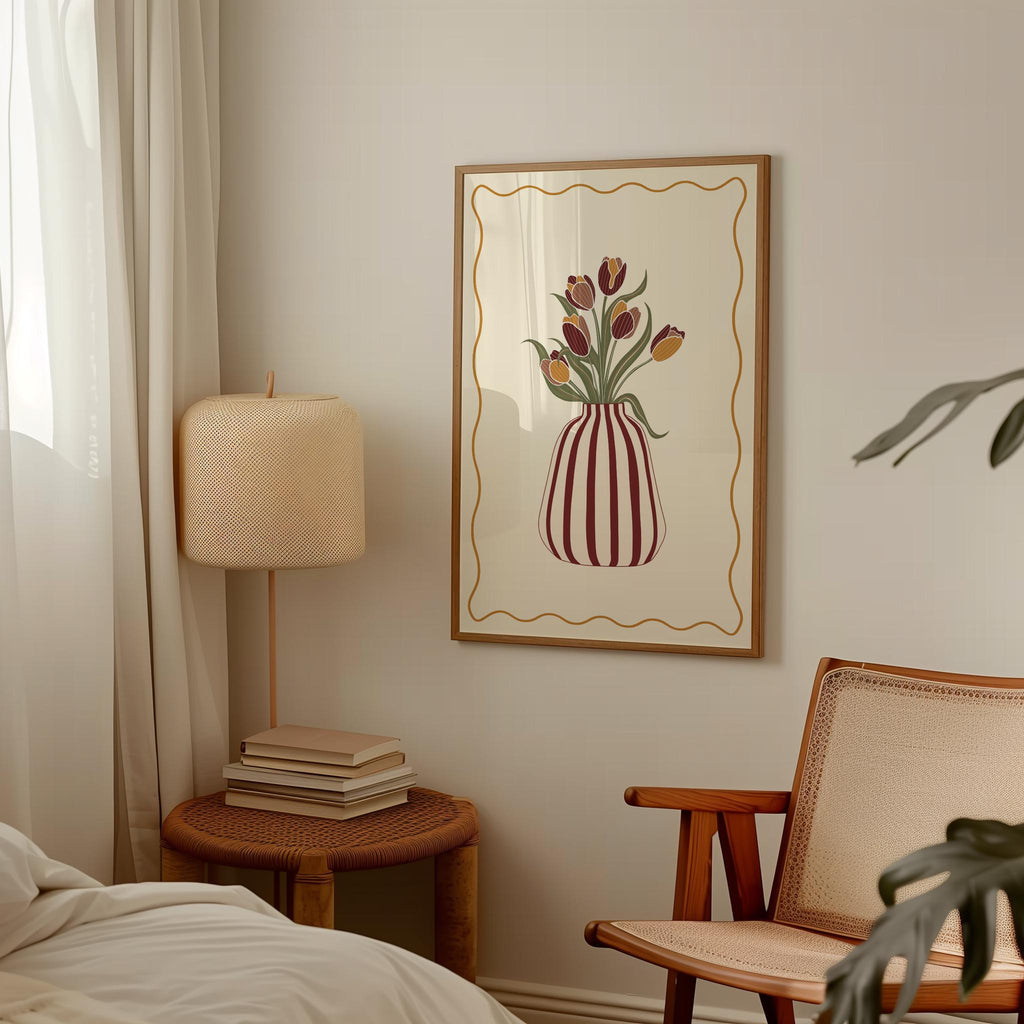 Autumn Tulip Print: Modern Floral Wall Art