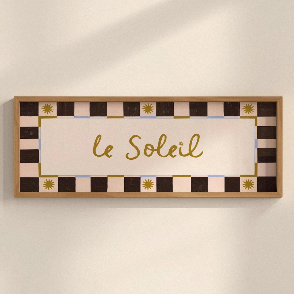 Le Soleil Sun Print, Sunshine Panoramic Horizontal Print, Above Door Art (20x50cm / 20x8 inches)