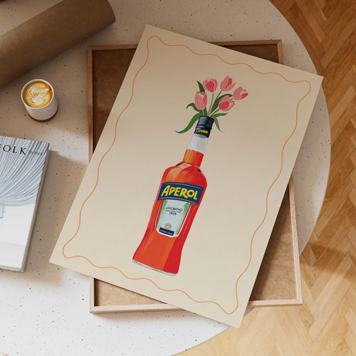 Aperol Spritz Cocktail Print: Kitchen Wall Art