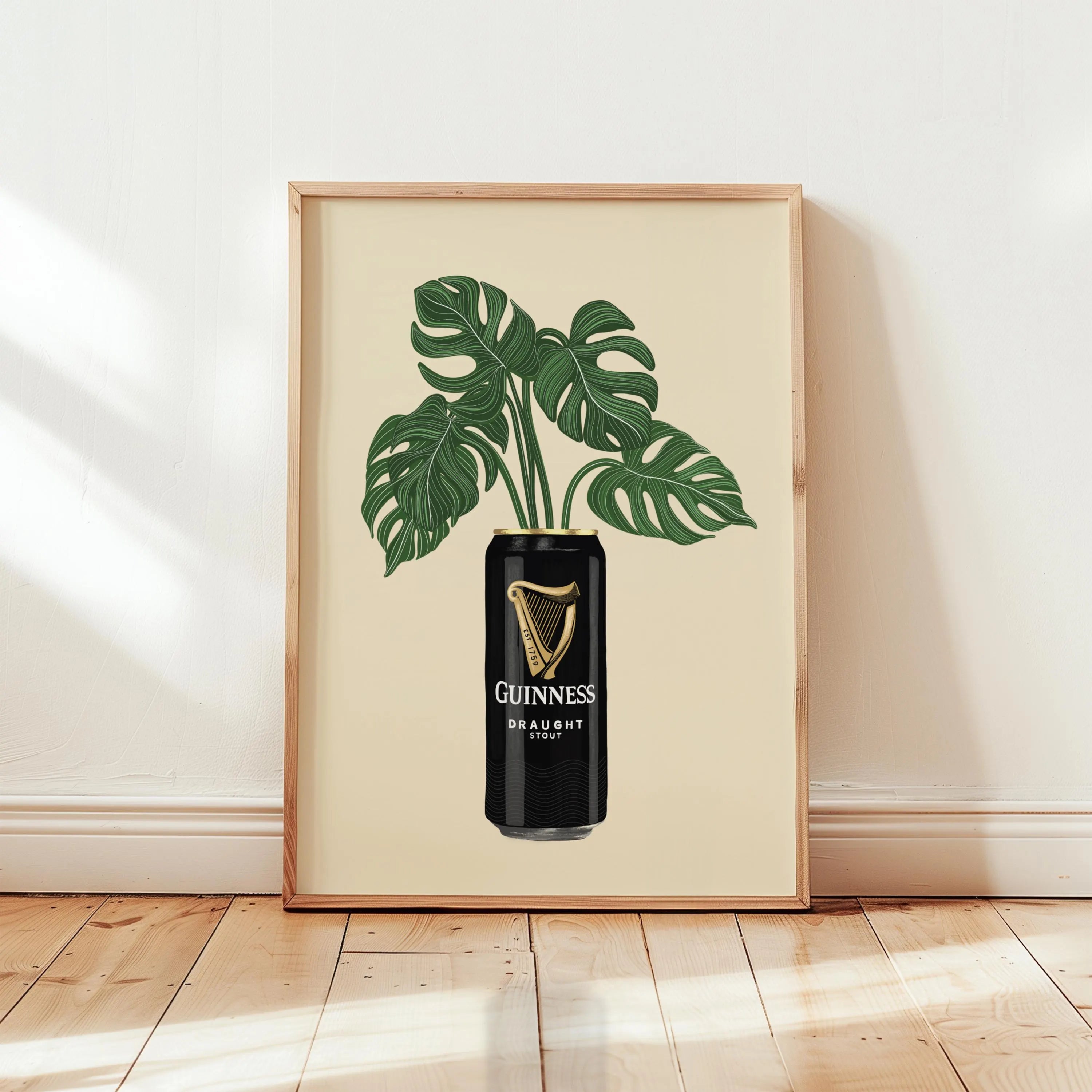 Guinness Inspired Can Plant Print: Trendy Wall Art