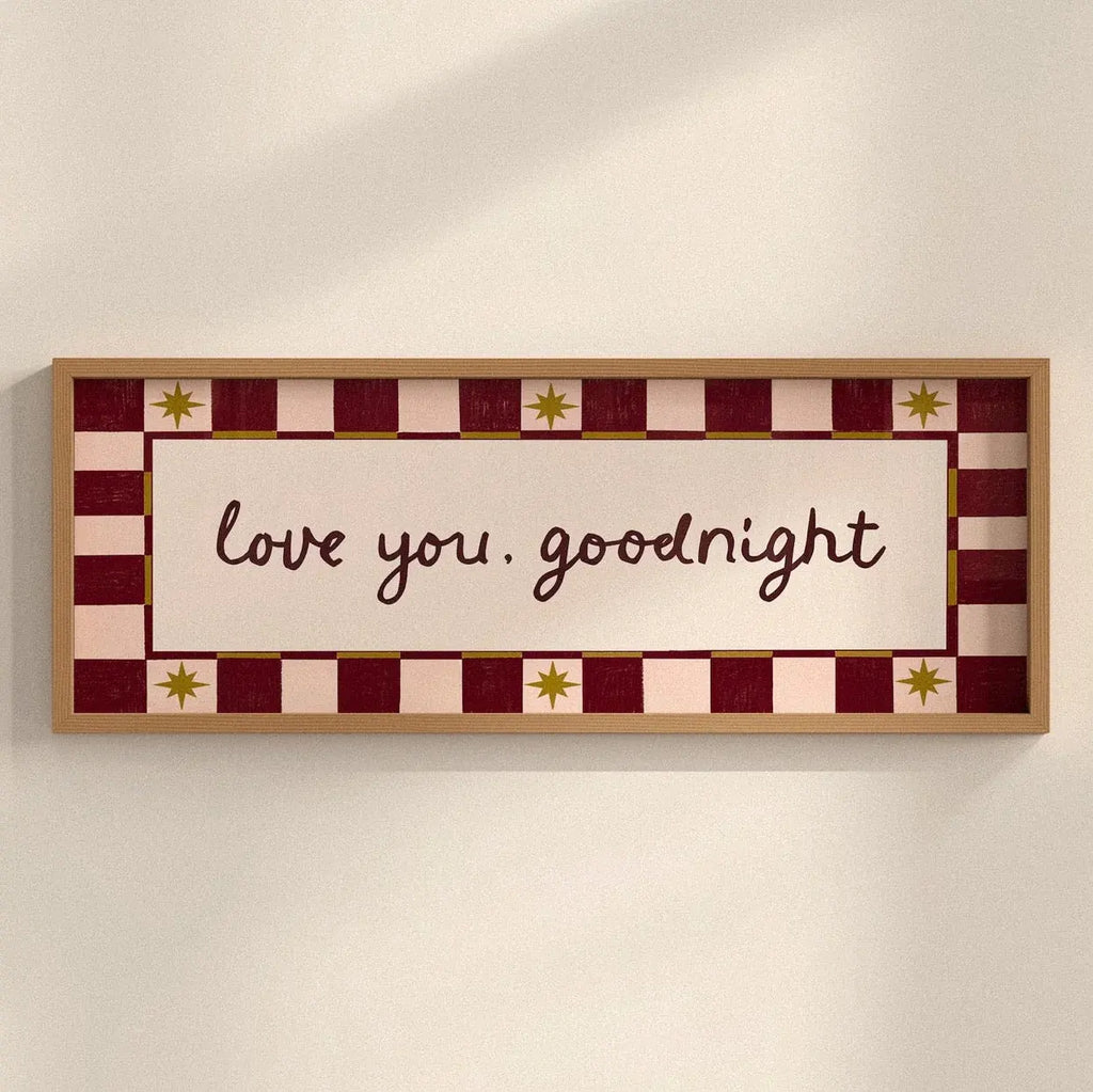 Love You Goodnight Bedroom Print, (20x50cm / 20x8 inches)