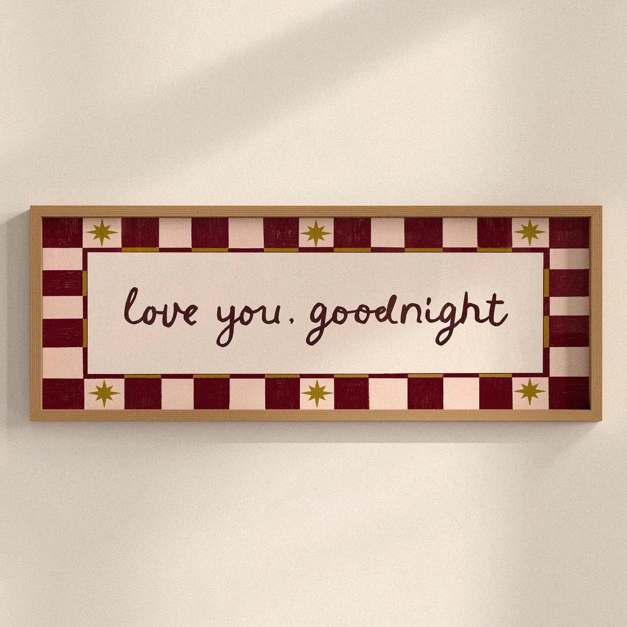 Love You Goodnight Bedroom Print, (20x50cm / 20x8 inches)